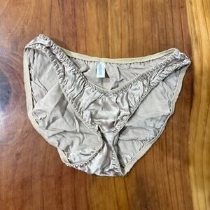 Vintage 80s Nordstrim Panties Brief Silk Underwear Small Beige X11